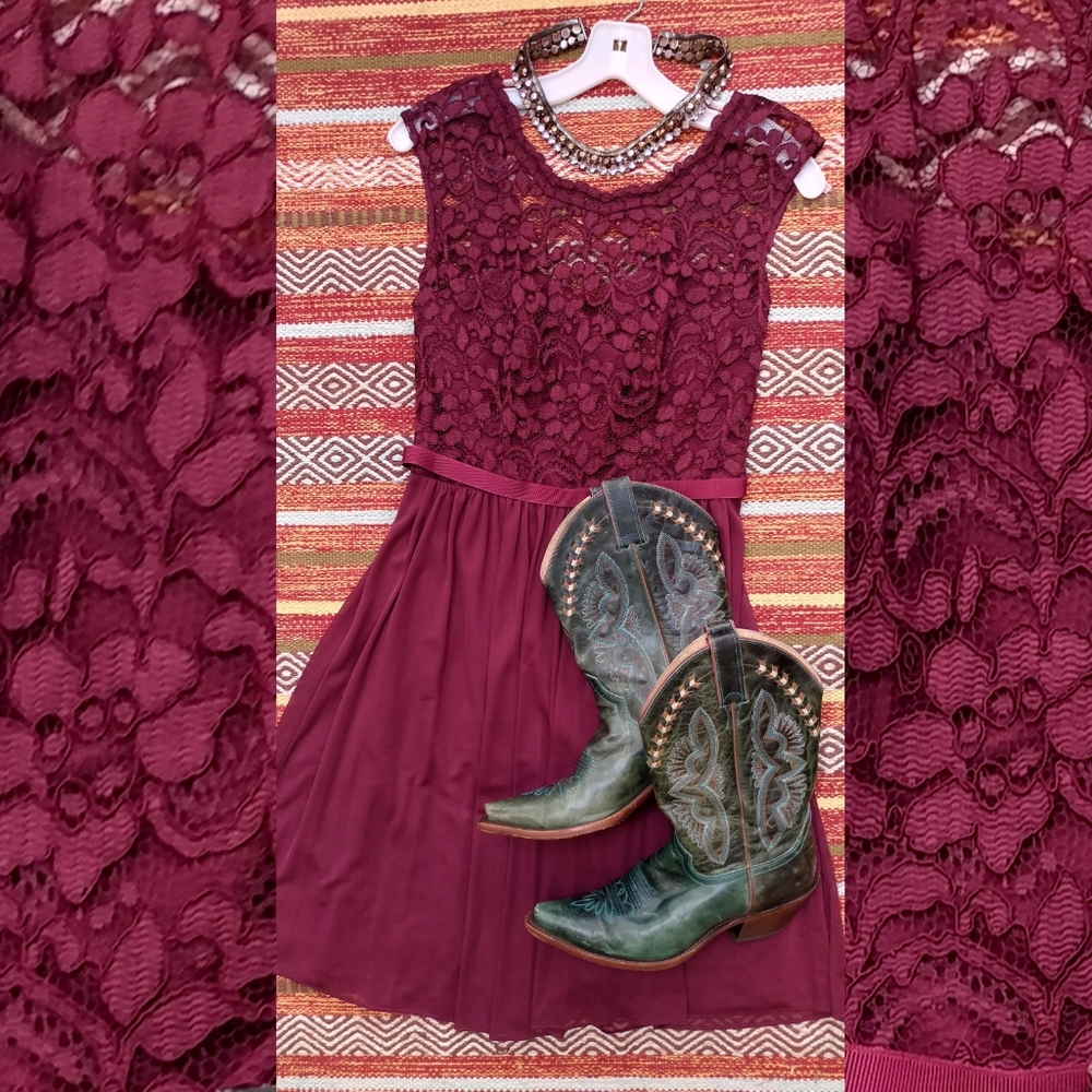 Wine Lace Dress